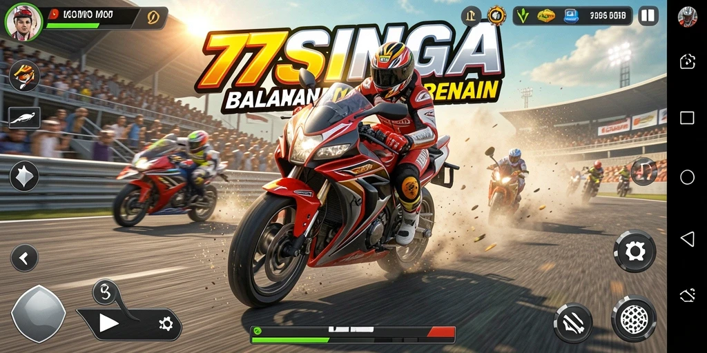 Gameplay seru dalam balapan motor di 77SINGA.