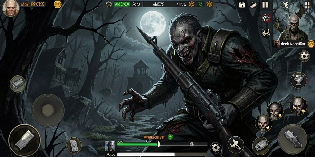 Tangkapan layar menampilkan suasana menakutkan dari gameplay AMS789.