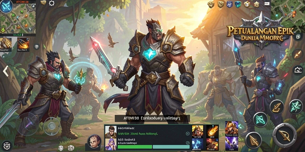 Tangkapan layar gameplay ATOM138 menampilkan pertempuran seru dan eksplorasi dalam MMORPG.