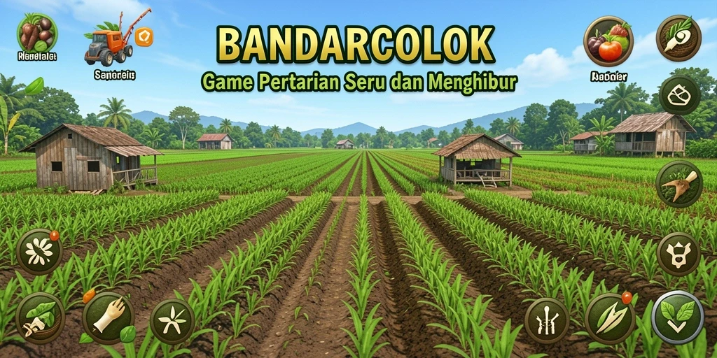 Tampilan gameplay menarik dari BANDARCOLOK yang menunjukkan lahan pertanian yang produktif.