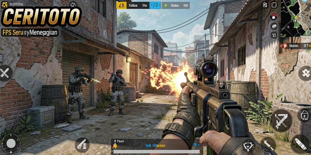 Screenshot utama CERITOTO menampilkan aksi menegangkan gameplay FPS.