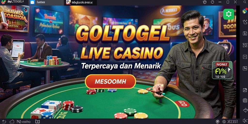 Screenshot GOLTOGEL menampilkan dealer live dan pemain yang berinteraksi.