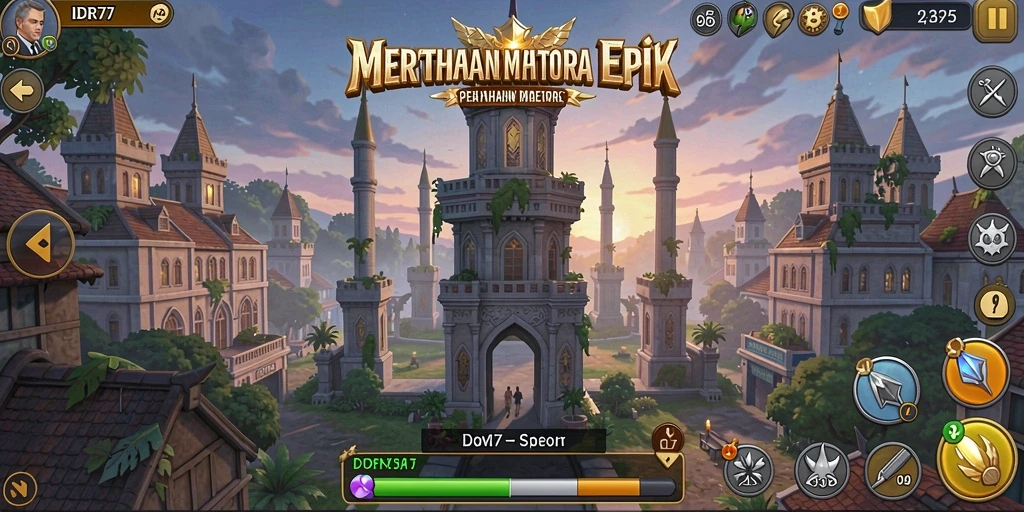 Tampilan gameplay menegangkan di IDR77 dengan berbagai tower yang siap bertempur.