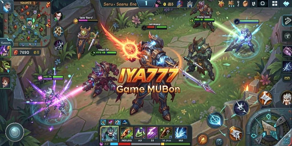 Tampilan gameplay seru di IYA777, pertempuran tim yang intens.