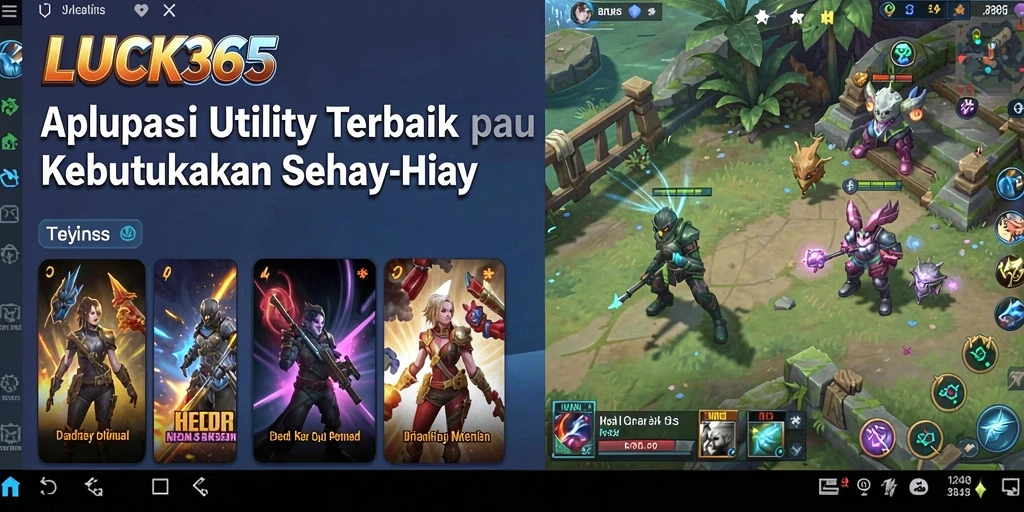 Tampilan utama LUCK365 dengan berbagai fitur utility yang menarik.