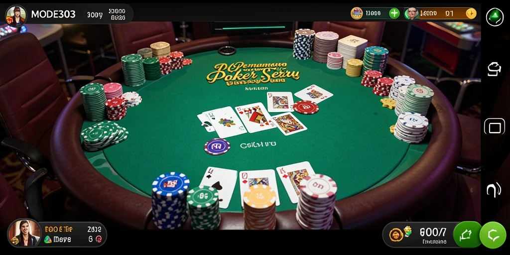 Tampilan layar permainan Poker dalam MODE303 dengan aksi yang mendebarkan.