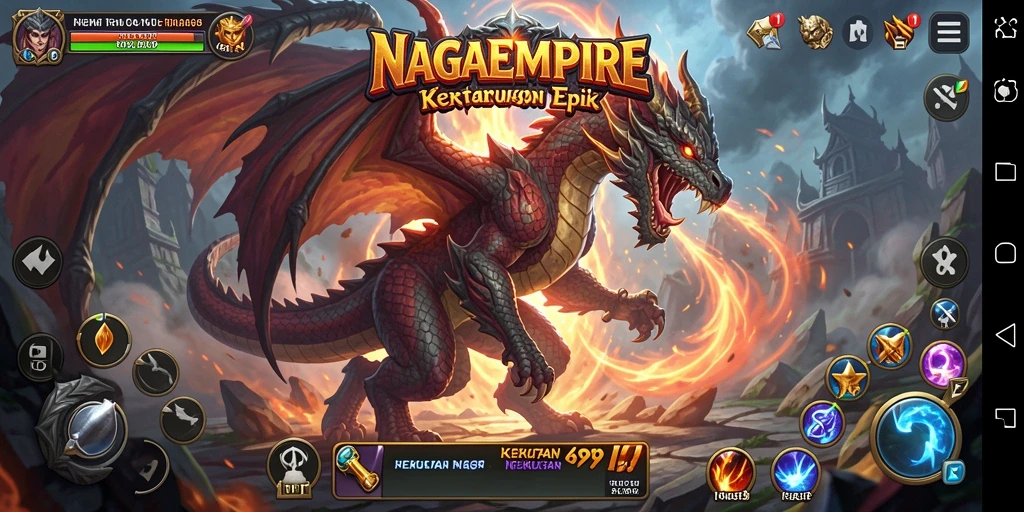 Tampilan seru dari pertarungan NAGAEMPIRE dengan aksi naga yang mendebarkan.