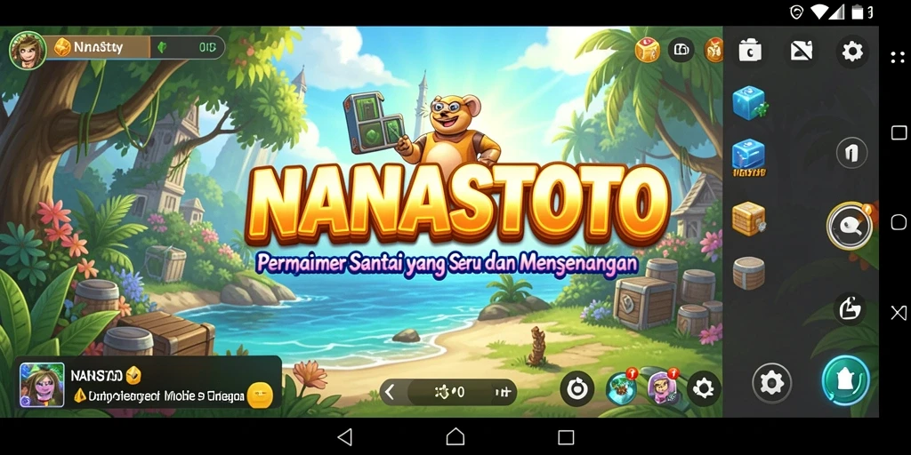 Tampilan gameplay NANASTOTO yang ceria dan penuh warna.