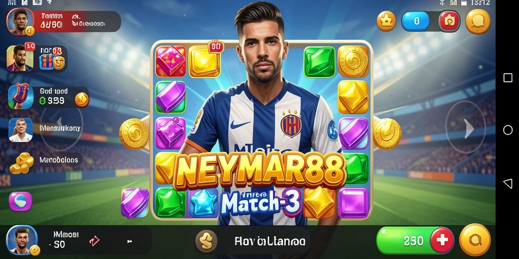 Tampilan gameplay NEYMAR88 yang seru dalam permainan Match-3.