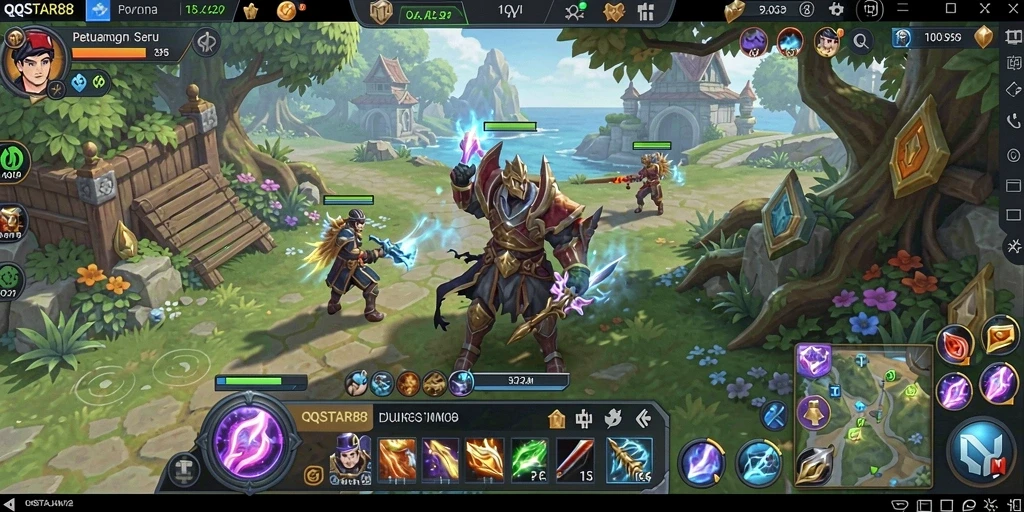 Screenshot utama QQSTAR88 menampilkan aksi pertarungan seru dalam dunia MMORPG.