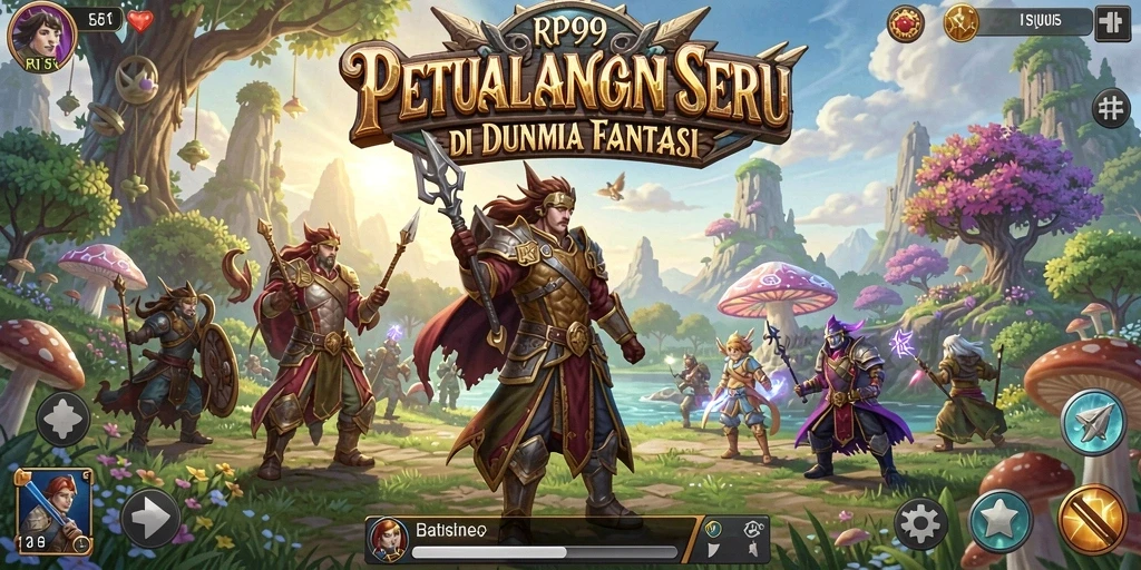 Tangkapan layar menampilkan pemain menjelajahi hutan ajaib dengan musuh yang menunggu.