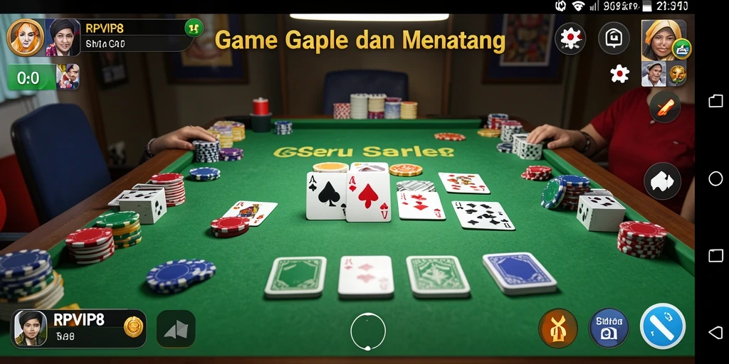 Tampilan gameplay RPVIP8 saat bermain Gaple dengan teman.