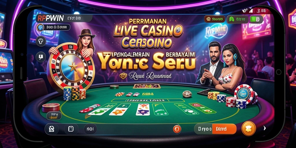 Screenshot gameplay Live Casino dengan dealer langsung dan pemain nyata.