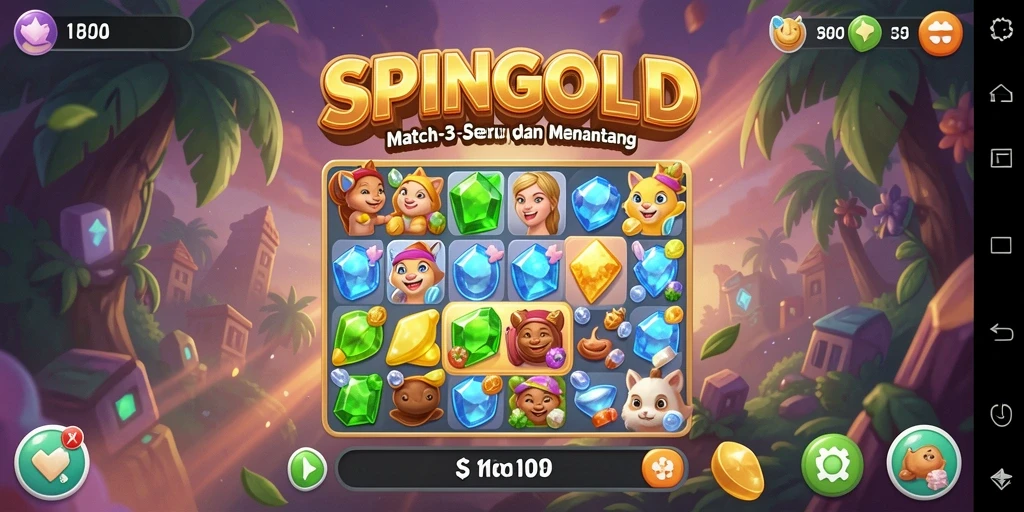 Tampilan menarik dari gameplay SPINGOLD yang penuh warna.
