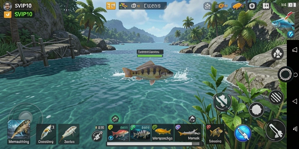 Tampilan gameplay menarik dari SVIP10 saat memancing ikan.